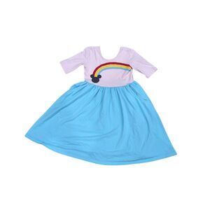 Hanna Andersson Mickey Mouse Rainbow Pink  Cotton Dress Girls Size 140 10